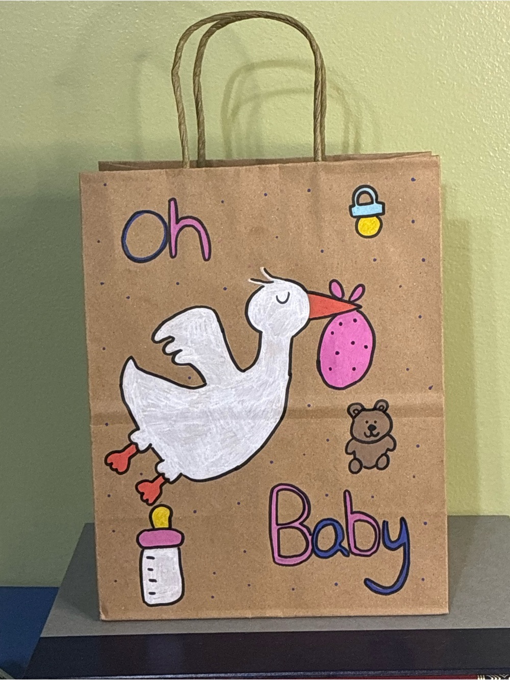 Small Baby Shower Painted Gift Bag